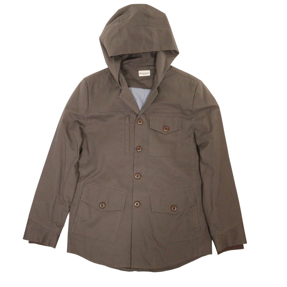 Bridge & Burn Field Jacket Hooded Utility Workwear Brown Cotton Men M